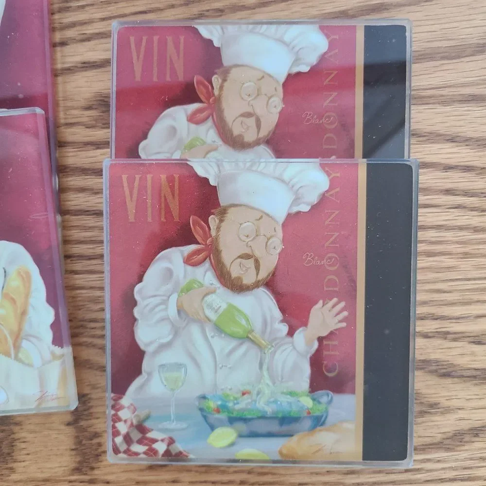 Wine Chef Sommelier Glass Coasters W/ Artwork by Shari Warren Beverage Coasters